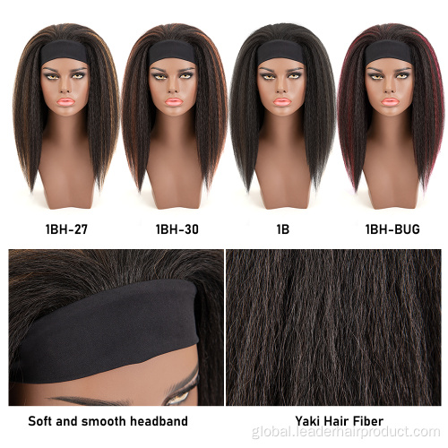 Headband Wigs Kinky Straight Synthetic Hair Wigs with Headband Attached Factory